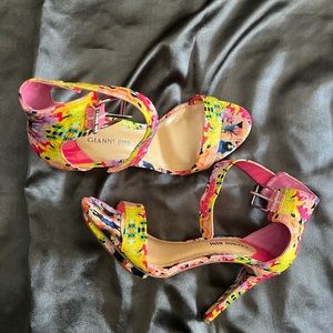 Gianni Binni multi colored floral heeled sandals
